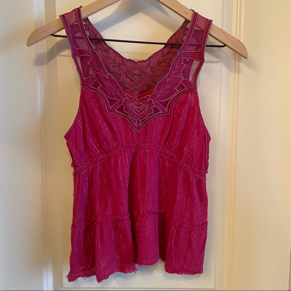 Free People Magenta/Pink Tank (Size 4)